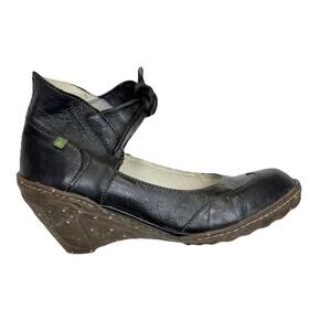 El Naturalista Shoes Women's Sz 38 7.5-8 Mary Jane Wedge Ankle Tie Leather